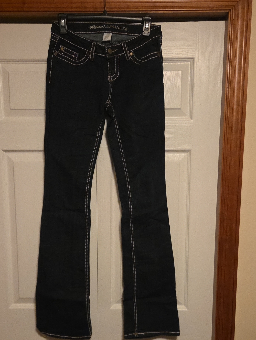 Blue Asphalt Flare Jeans with Contrast Stitching